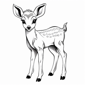 Adorable White Tailed Deer Fawn Coloring Page 1