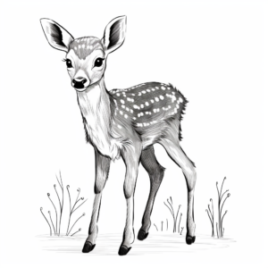 Adorable White Tailed Deer Fawn Coloring Page 2