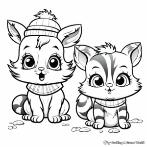 Adorable Winter Animals Coloring Pages 1