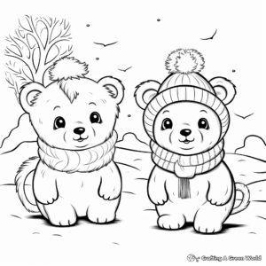 Adorable Winter Animals Coloring Pages 2