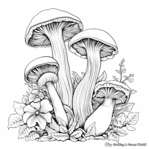Adult Coloring Pages Featuring Chanterelle Mushroom 1