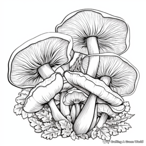 Adult Coloring Pages Featuring Chanterelle Mushroom 2
