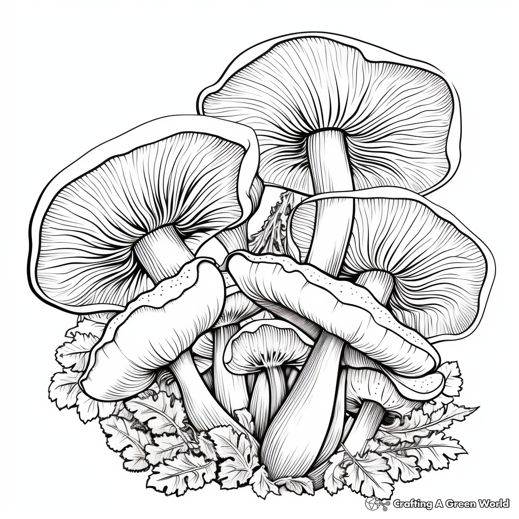 Adult Coloring Pages Featuring Chanterelle Mushroom 2