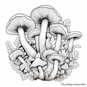 Adult Coloring Pages Featuring Chanterelle Mushroom 3