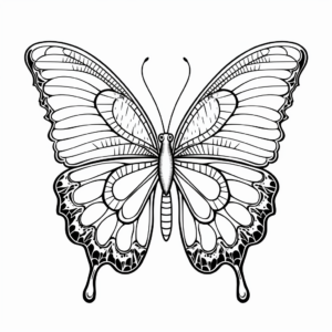 Adult Coloring Pages featuring Intricate Blue Morpho Butterfly Designs 1