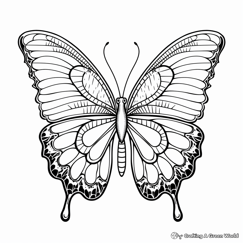 Adult Coloring Pages featuring Intricate Blue Morpho Butterfly Designs 1