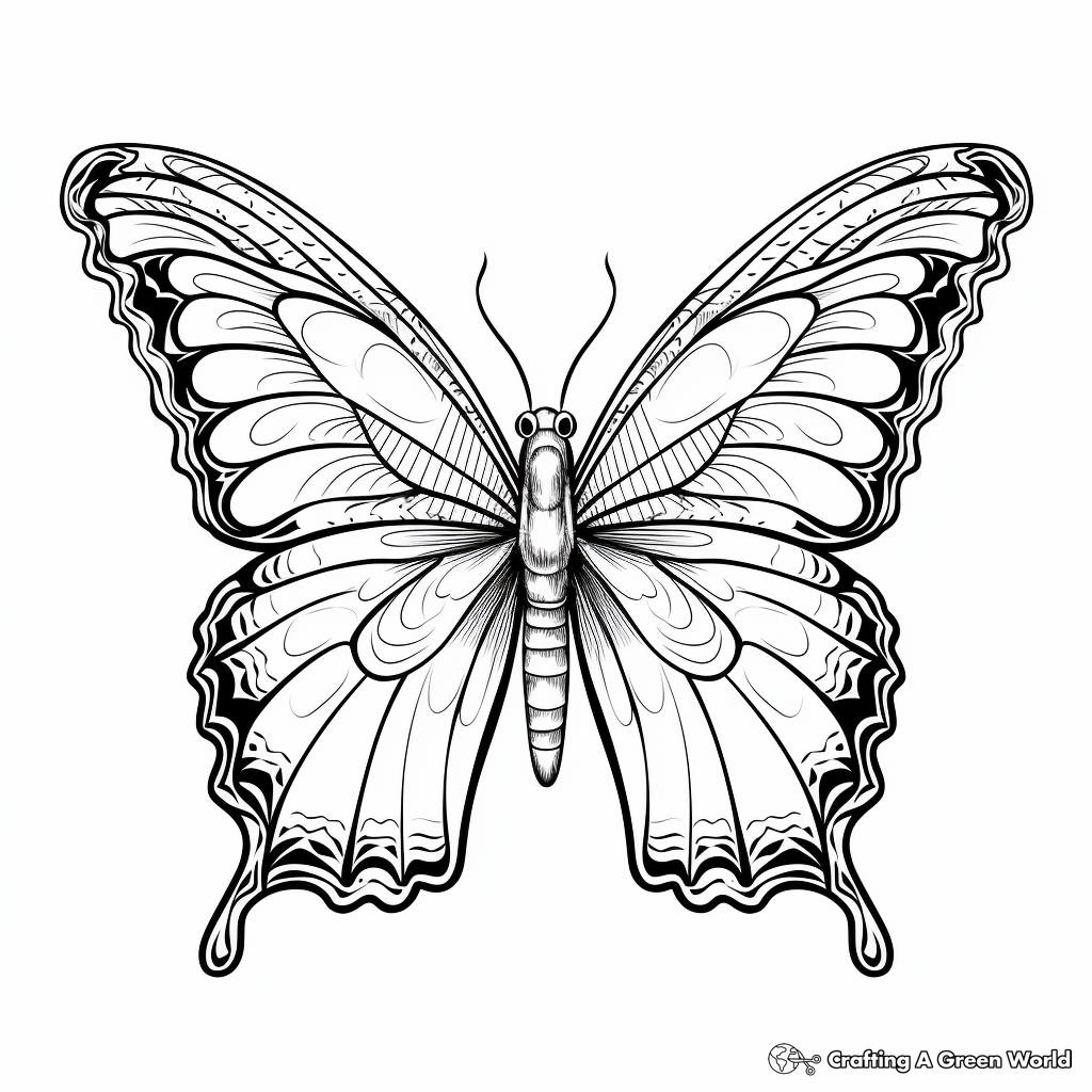 Adult Coloring Pages featuring Intricate Blue Morpho Butterfly Designs 3