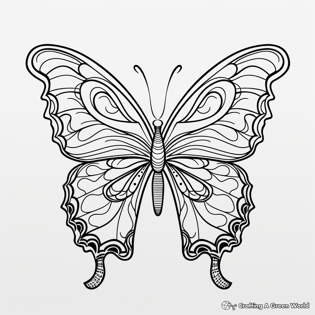 Adult Coloring Pages featuring Intricate Blue Morpho Butterfly Designs 4