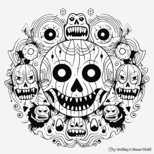 Adult Coloring Pages with Halloween Themed Mandala Designs 1