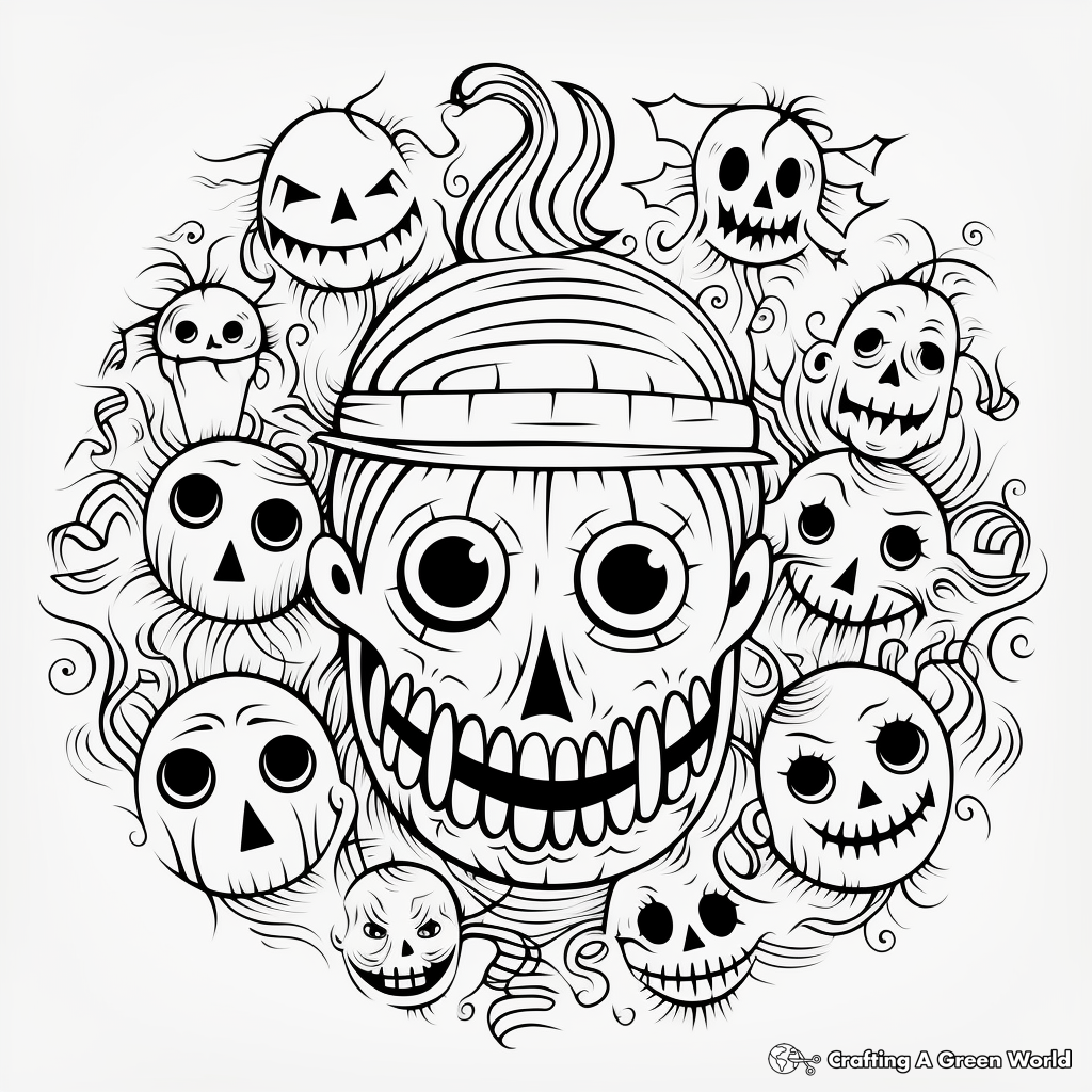 Adult Coloring Pages with Halloween Themed Mandala Designs 2
