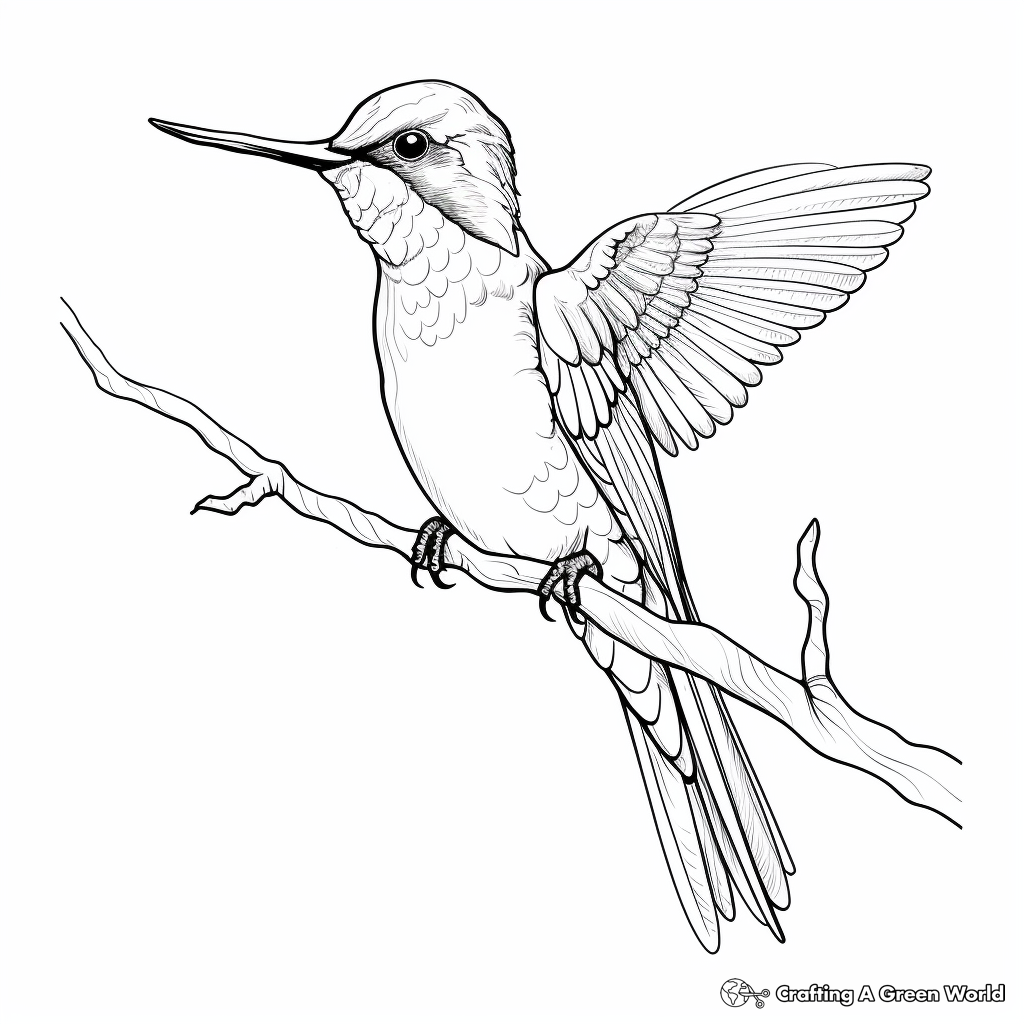 Adult Coloring Pages: Blue-Throated Hummingbird 2