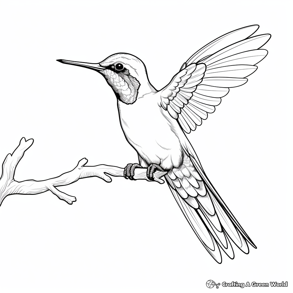 Adult Coloring Pages: Blue-Throated Hummingbird 4