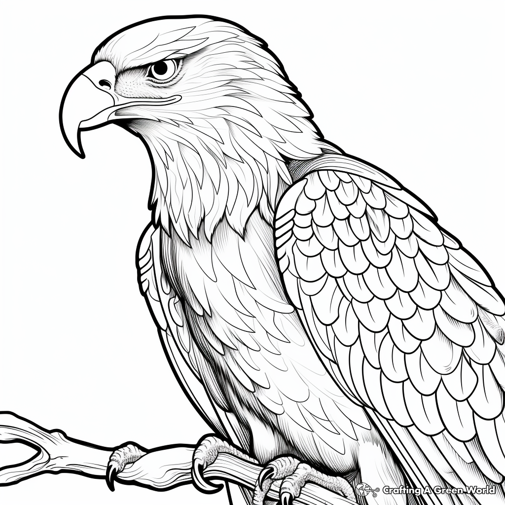 Adult Coloring Pages: Complex Bald Eagle Design 2