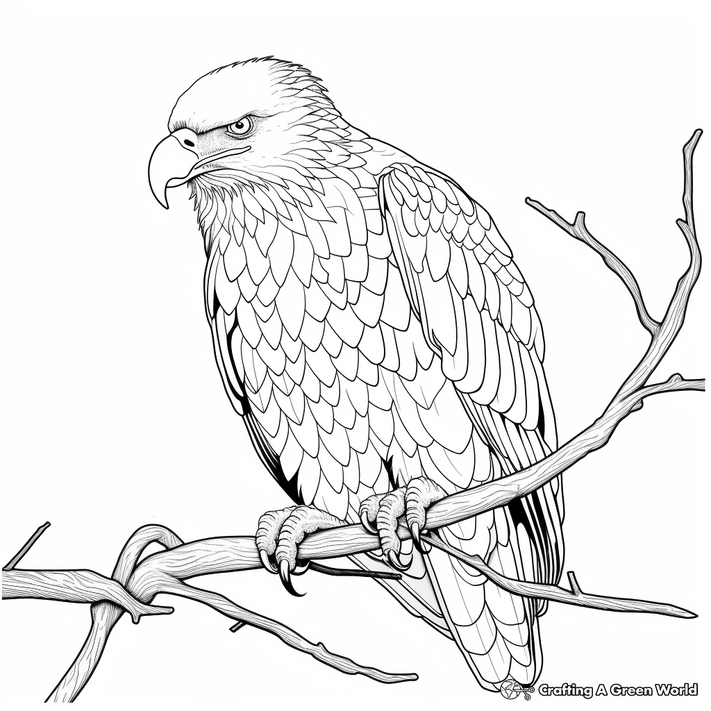 Adult Coloring Pages: Complex Bald Eagle Design 3