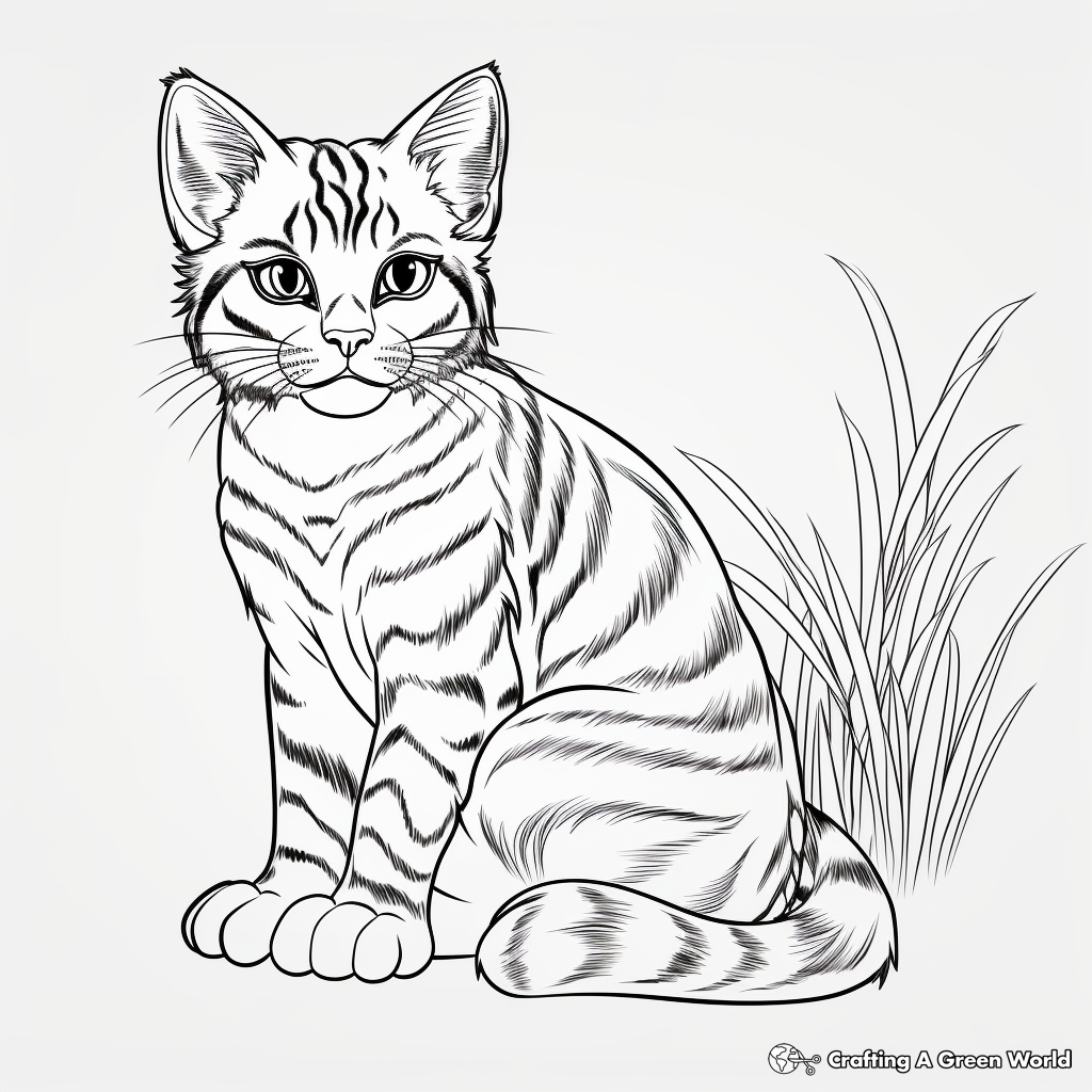 Adult Coloring Pages: Detailed Bengal Cat Designs 2