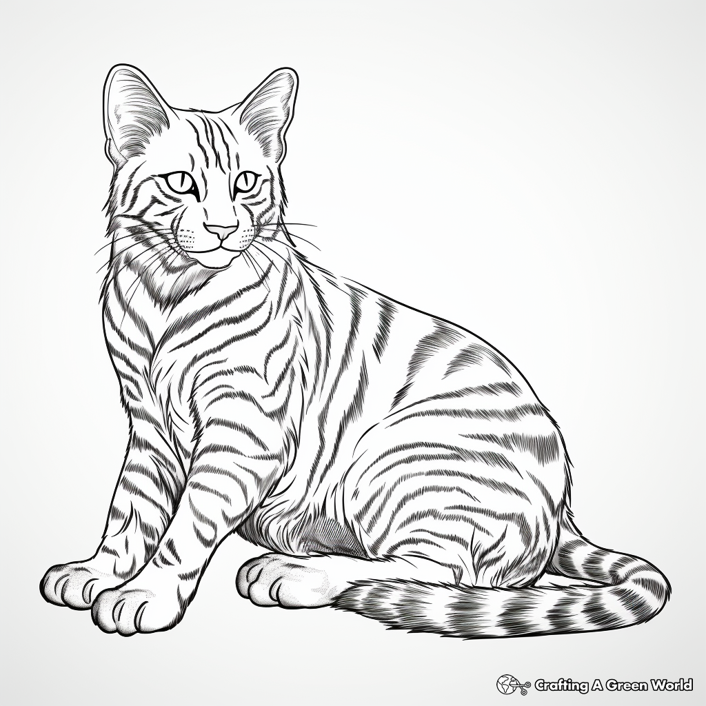Adult Coloring Pages: Detailed Bengal Cat Designs 3