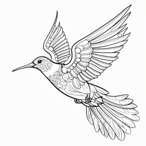 Adult Coloring Pages: Intricate Ruby Throated Hummingbird 2