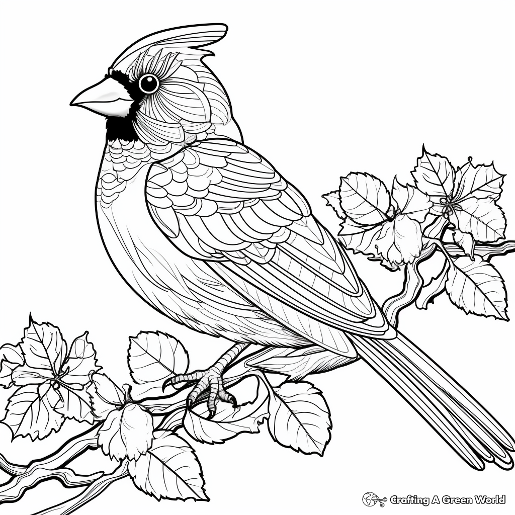 Adult Detailed Cardinal Coloring Pages 1