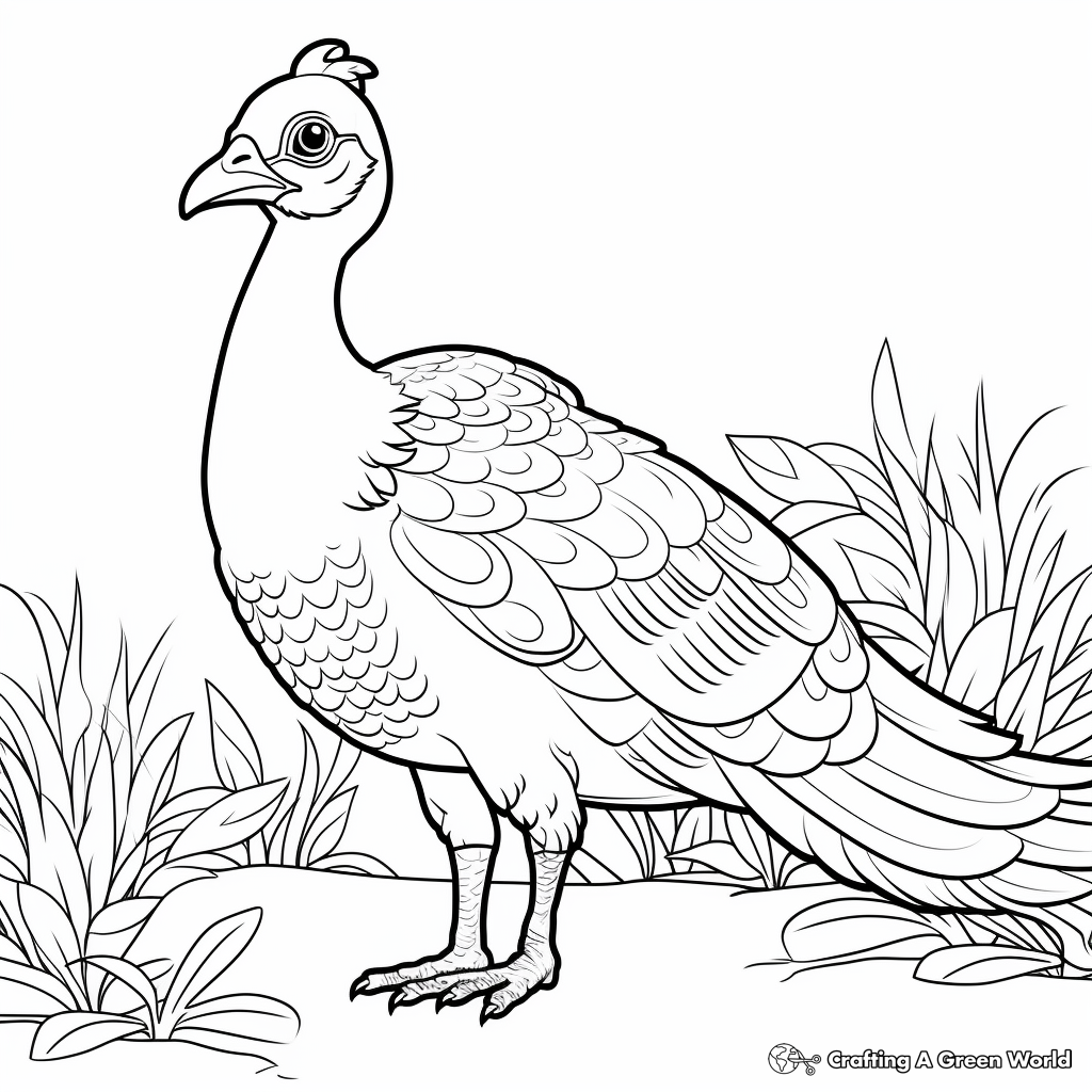 Adult-Friendly Cartoon Peacock Coloring Pages 1