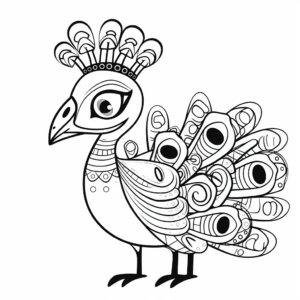 Adult-Friendly Cartoon Peacock Coloring Pages 2