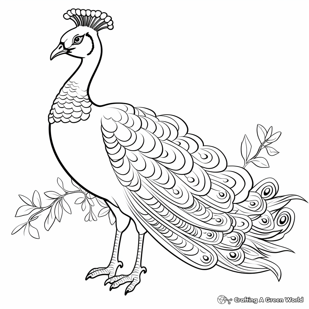 Adult-Friendly Cartoon Peacock Coloring Pages 4