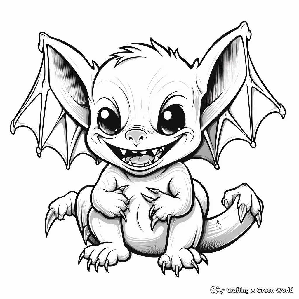 Adult-Friendly Detailed Vampire Bat Coloring Pages 2