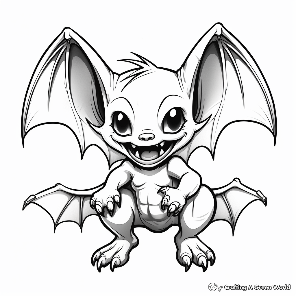 Adult-Friendly Detailed Vampire Bat Coloring Pages 4