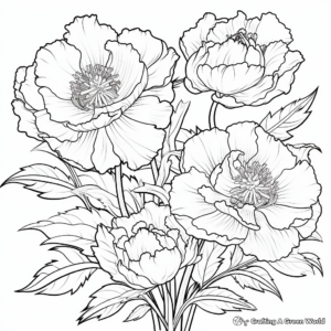 Adult-Oriented Peony Coloring Pages 3