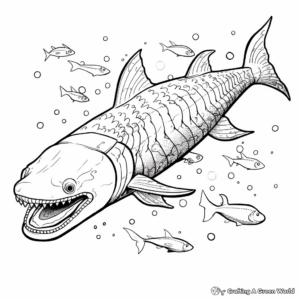 Adult-Targeted Elasmosaurus Coloring Pages With Complexity 2