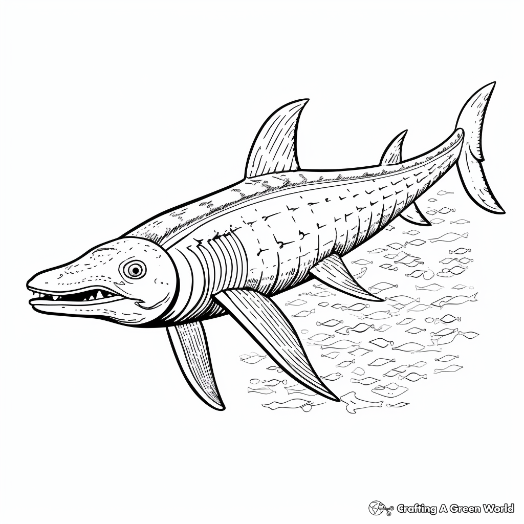 Adult-Targeted Elasmosaurus Coloring Pages With Complexity 3