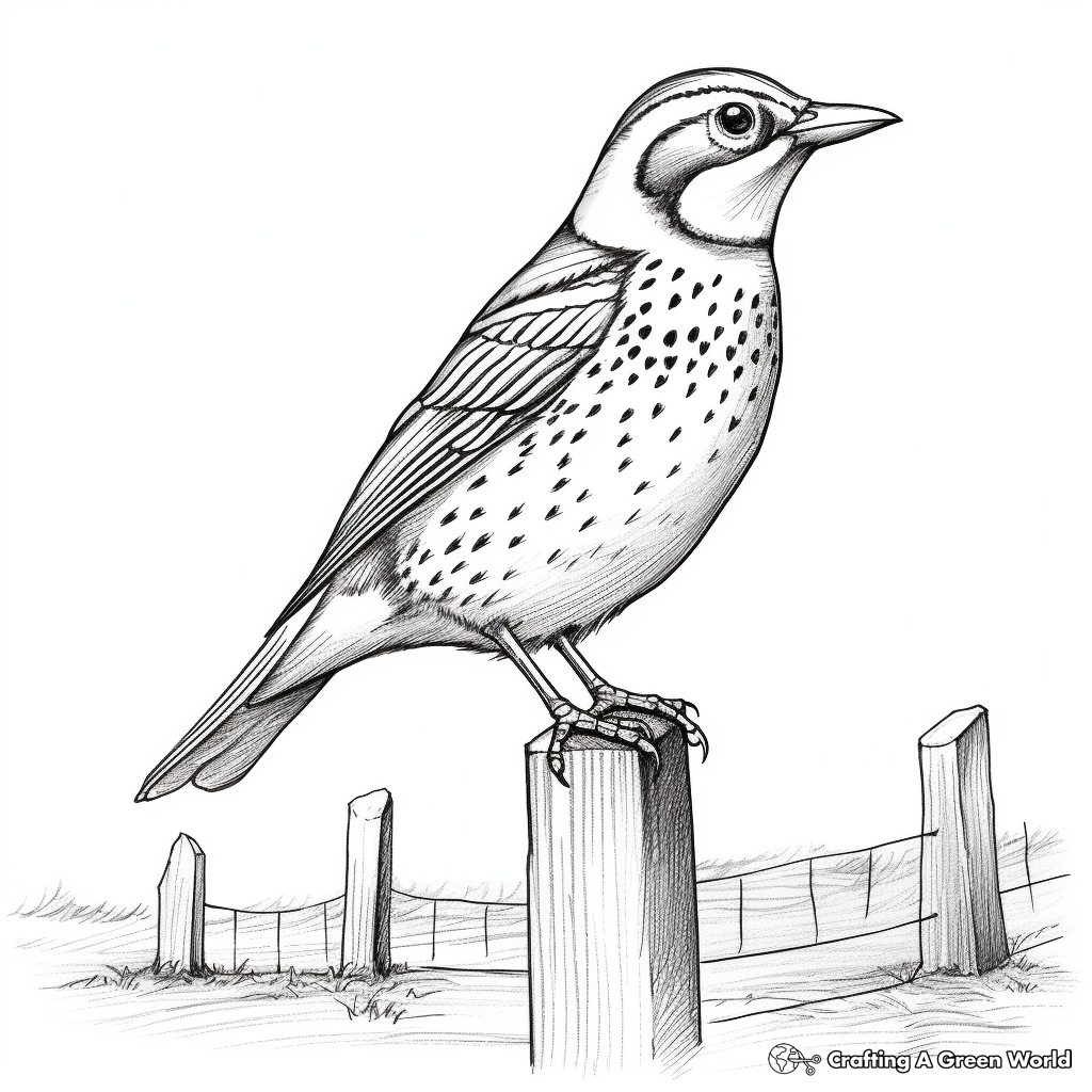 Adult Western Meadowlark Coloring Pages 1