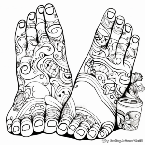 Adults Advanced Arty Toes Coloring Pages 1