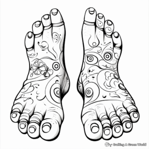 Adults Advanced Arty Toes Coloring Pages 2