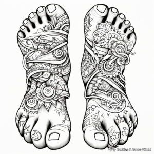 Adults Advanced Arty Toes Coloring Pages 4