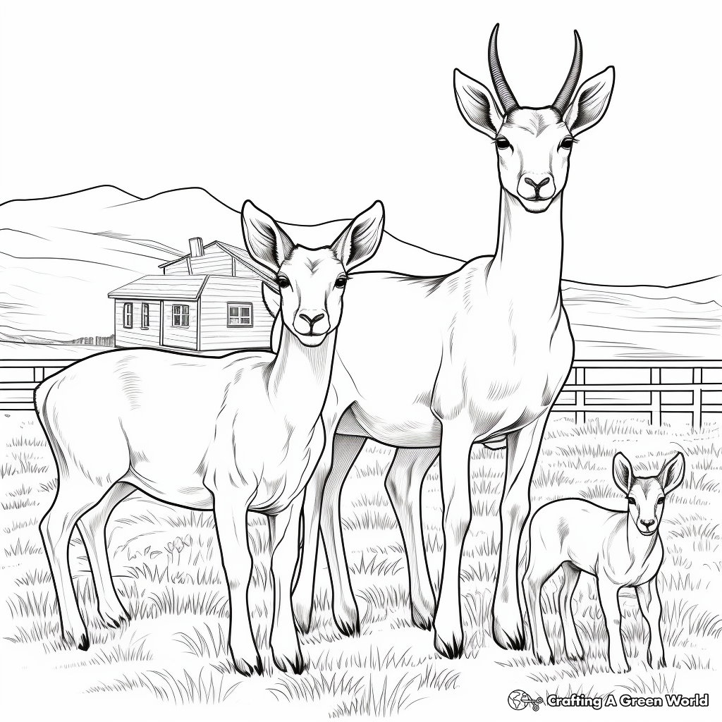 Adults' Detailed Browning Buck and Doe Coloring Pages 1