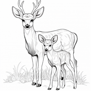 Adults' Detailed Browning Buck and Doe Coloring Pages 4