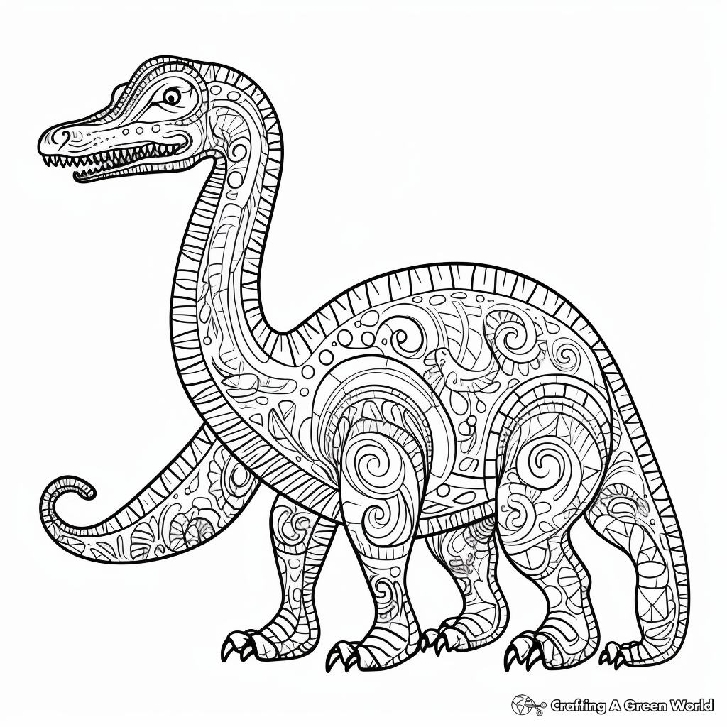 Adults Only Intricate Diplodocus Coloring Pages 1