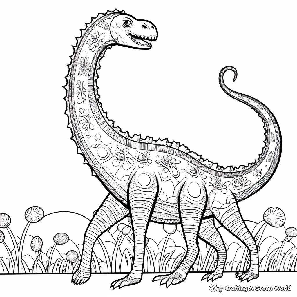 Adults Only Intricate Diplodocus Coloring Pages 2