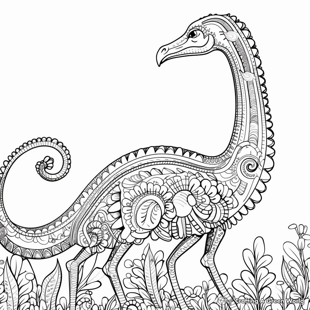 Adults Only Intricate Diplodocus Coloring Pages 4