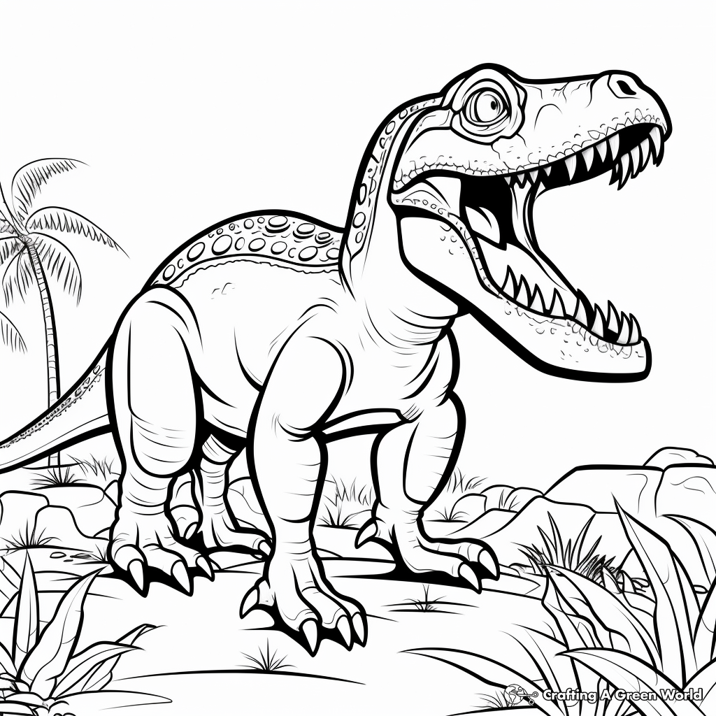 Advance Artistic Tarbosaurus Coloring Pages for Adults 2