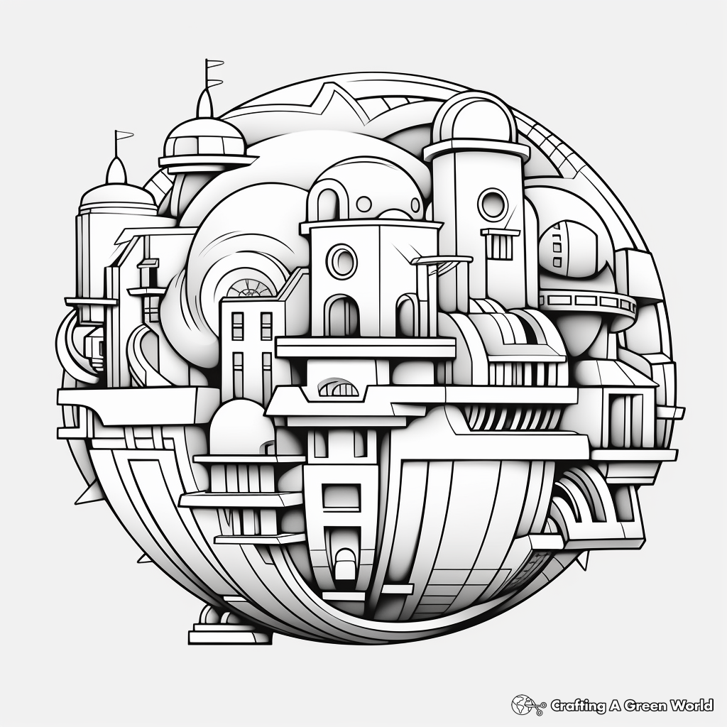 Advanced 3D Sphere Design Coloring Pages for Adults 2