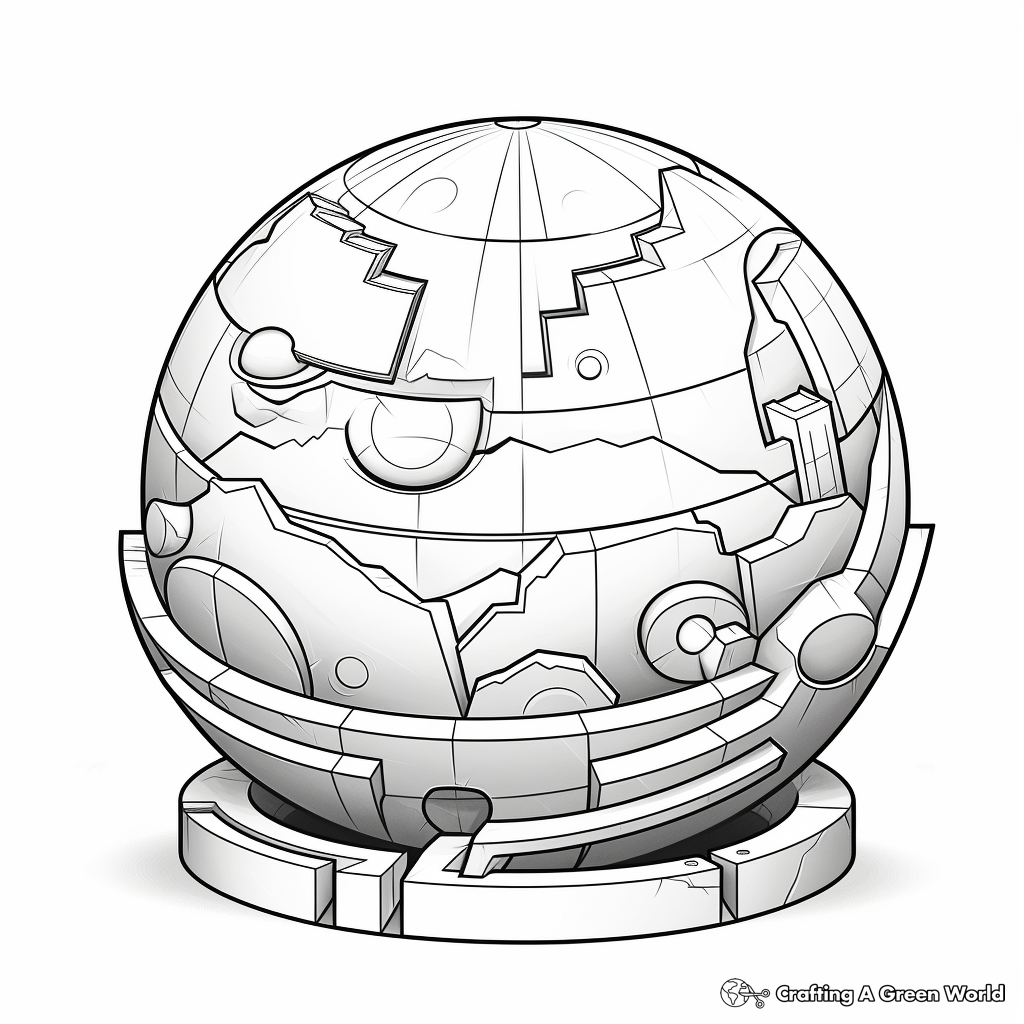 Advanced 3D Sphere Design Coloring Pages for Adults 3
