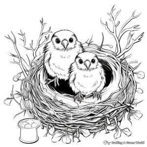 Advanced Bird Nest Coloring Pages for Artistic Adults 2