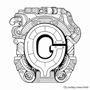 Advanced Calligraphic Letter G Coloring Pages for Adults 1