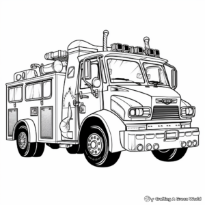 Advanced Fire Truck Coloring Pages for Adults 1