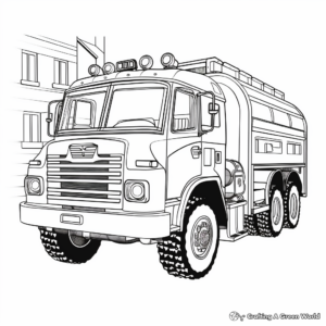 Advanced Fire Truck Coloring Pages for Adults 3