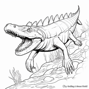 Advanced Sarcosuchus Fossil Coloring Pages for Adults 2
