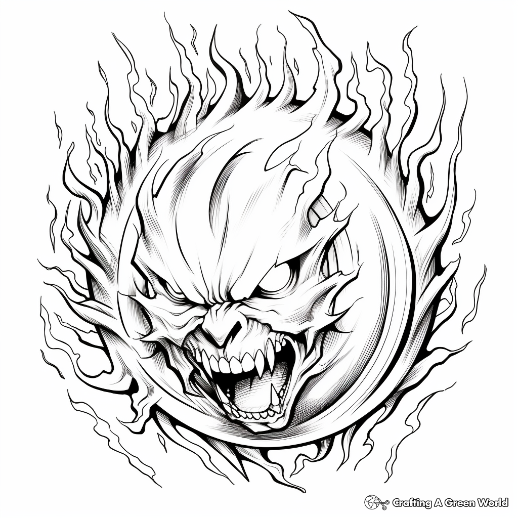 Advanced Sketch Fireball Coloring Pages for Teens 2
