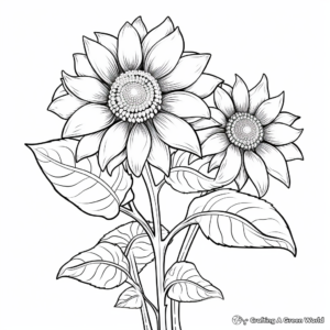 Advanced Sunflower Coloring Pages for Adults 3