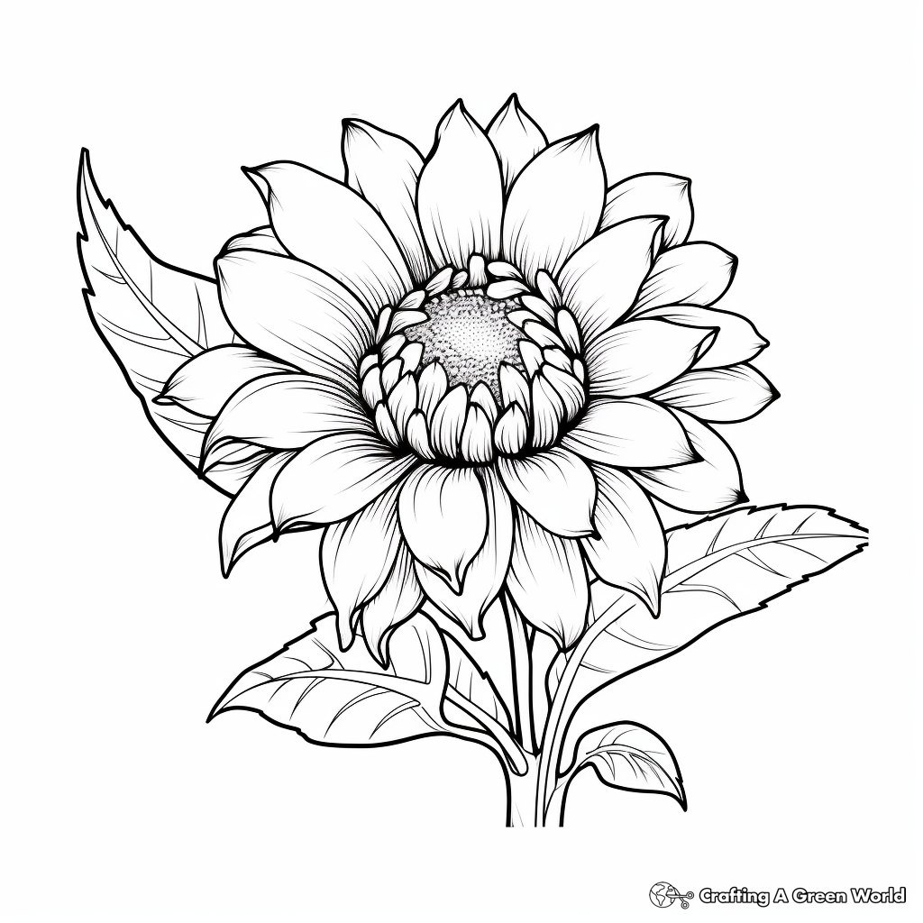 Advanced Sunflower Coloring Pages for Adults 4